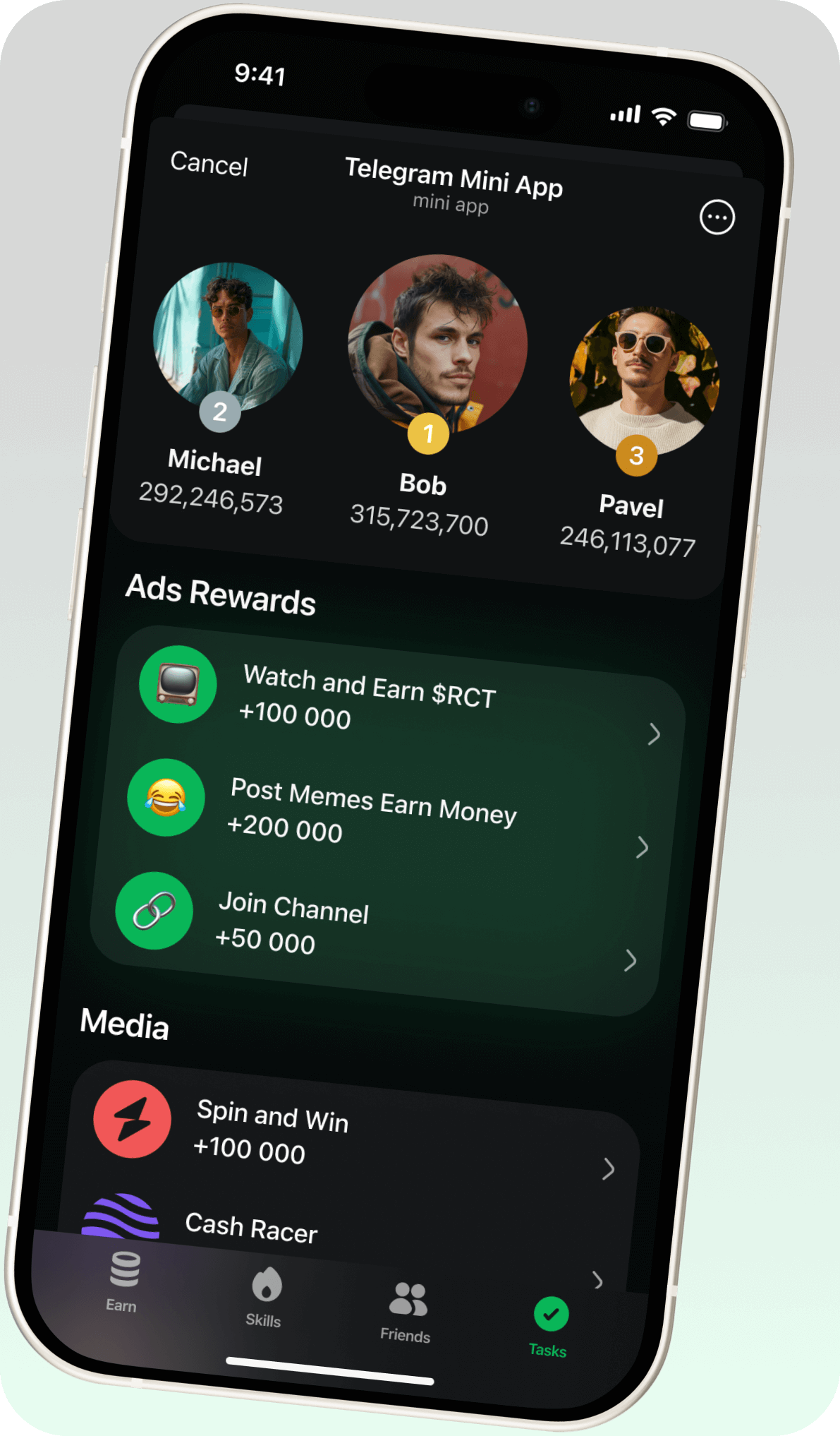 Telegram app with ads
